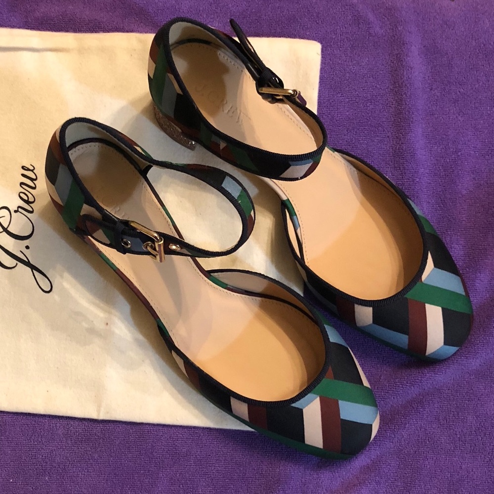 J CREW Mary Jane pumps Ratti graphic diamond